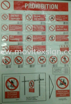 prohibited safety signage in production area