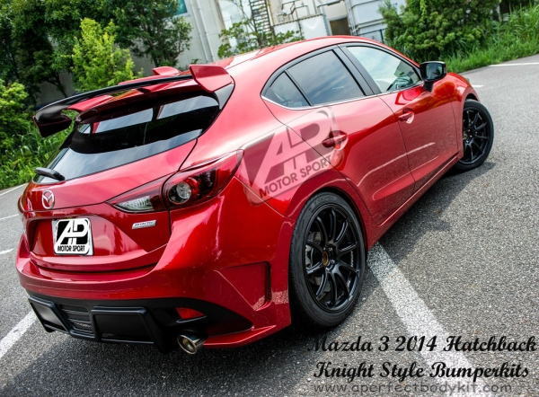 Mazda 3 2014 Hatchback Knight Style Rear Bumper & Rear Spoiler  Mazda 3 2014 Hatchback  Mazda Johor Bahru JB Malaysia Body Kits | A Perfect Motor Sport