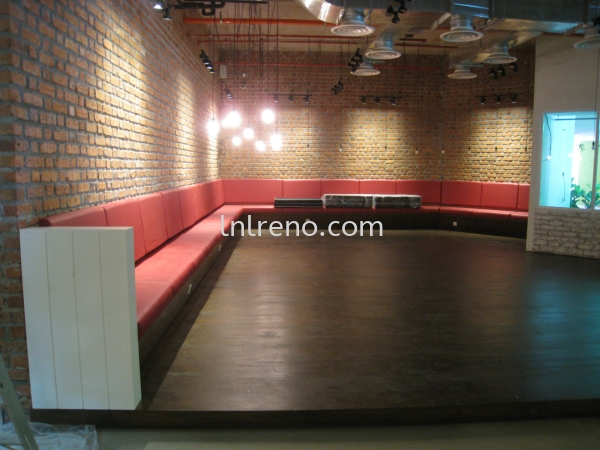 Custom made bench seating with cushion in PJ Selangor Malaysia #Bench Design #Carpentry works #cushion #Fabric #plywood #laminate #veneer #spray paint Booth / Bench seating Petaling Jaya (PJ), Selangor, Kuala Lumpur (KL), Malaysia. Design, Renovation, Decoration | LNL Reno Enterprise