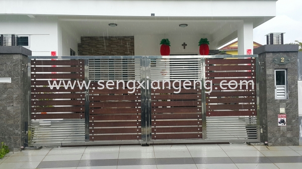 Stainless Steel Swing Main Gate Stainless Steel Main Gate Stainless Steel  Johor Bahru JB Electrical Works, CCTV, Stainless Steel, Iron Works Supply Suppliers Installation  | Seng Xiang Electrical & Steel Sdn Bhd