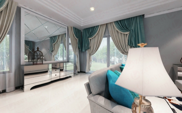 Luxury Console table with mirror in Victorian Interior Living Area with Victorian Design Victorian Interior Design with Turquoise Colors for Pn. Rahsida's Bungalow House in Shah Alam Shah Alam, Selangor, Kuala Lumpur (KL), Malaysia Service, Interior Design, Construction, Renovation | Lazern Sdn Bhd