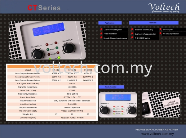 CT Series Voltech Power Amplifier Johor Bahru, JB, Johor, Malaysia. Supplier, Suppliers, Supplies, Supply | Voltech Professional