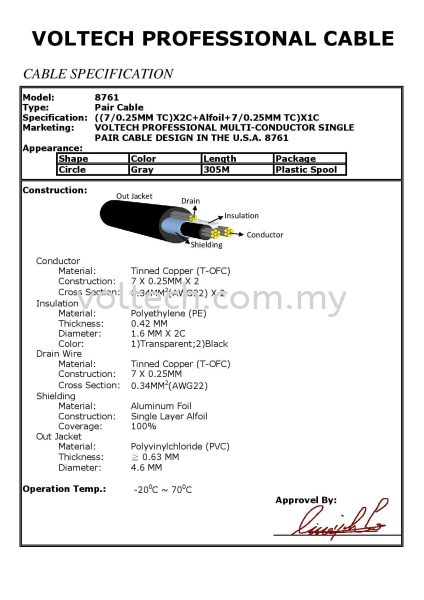 Voltech 8761 Signal Cable Signal Cable Voltech Cable Johor Bahru, JB, Johor, Malaysia. Supplier, Suppliers, Supplies, Supply | Voltech Professional