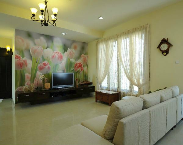 Licing Room Design With Wallpaper Living Room Design Selangor, Kuala Lumpur (KL), Malaysia, Petaling Jaya (PJ), Kajang Service | Xenn Interior Design