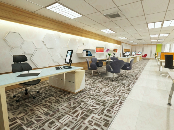 Manager area with exclusive backdrop design & carpet flooring Workstation Area Modern Interior Design for CK Office in Shah Alam Shah Alam, Selangor, Kuala Lumpur (KL), Malaysia Service, Interior Design, Construction, Renovation | Lazern Sdn Bhd