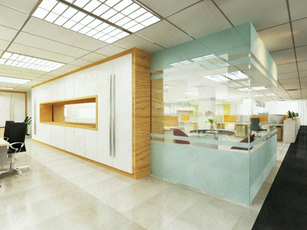 Workstation area divided by full height cabinet & tempered glass Workstation Area Modern Interior Design for CK Office in Shah Alam Shah Alam, Selangor, Kuala Lumpur (KL), Malaysia Service, Interior Design, Construction, Renovation | Lazern Sdn Bhd