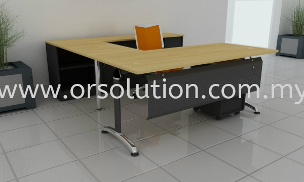 Steel Leg L Shape Table c/w Cabinet FST (18) T-Leg Office Table Johor Bahru (JB), Malaysia, Ekoflora Supplier, Suppliers, Supply, Supplies | OR Solution