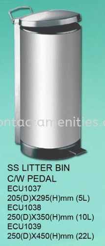 ECU1037/1038/1039 - SS Litter Bin c/w Pedal