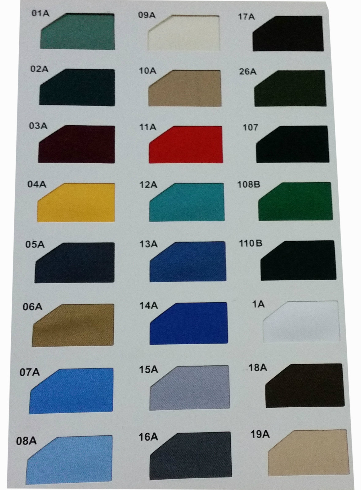 Colour: 01A TO 19A