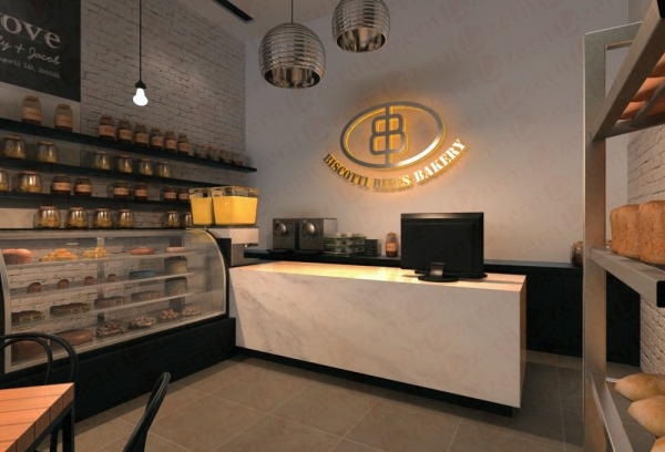 Volakas Marble to bring out the luxury feel for Counter BISCOTTI BITES BAKERY SHOP MODERN INDUSTRIAL DESIGN IN JAYA SHOPPING MALL Shah Alam, Selangor, Kuala Lumpur (KL), Malaysia Service, Interior Design, Construction, Renovation | Lazern Sdn Bhd