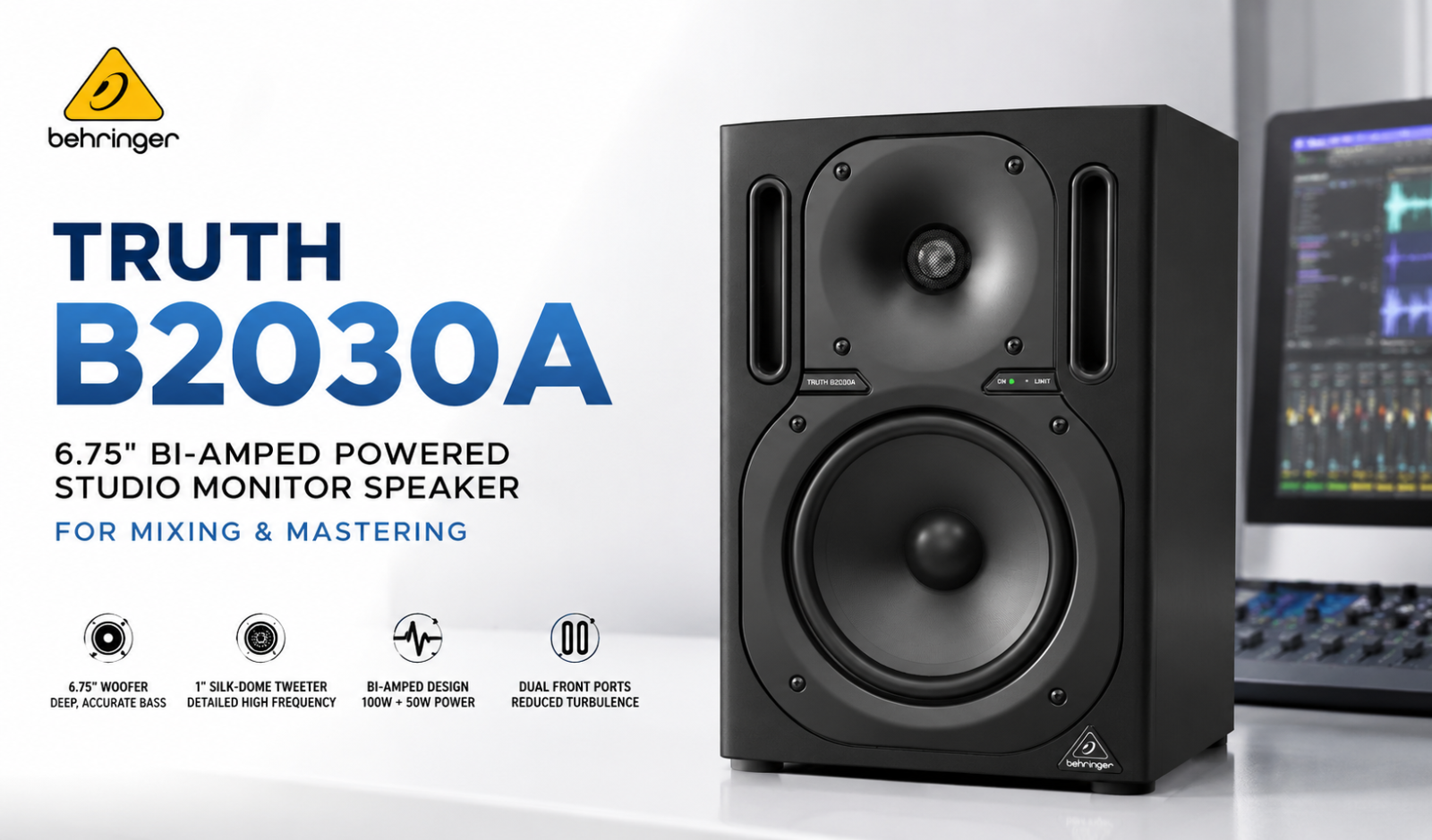 Behringer Truth B2030A – 6.75英寸双功放有源监听音箱，适用于混音与母带制作