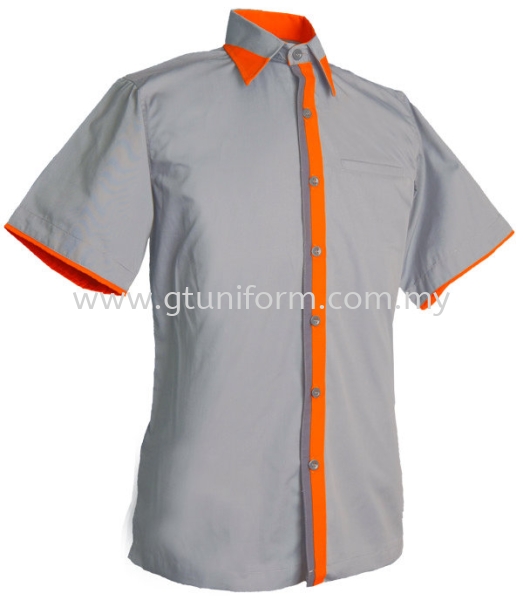 READY MADE UNIFORM M0715 (Grey & Orange & D.Grey) Series 7 - Mini Drill Corporate Uniform Selangor, Kuala Lumpur (KL), Malaysia Supplier, Suppliers, Supply, Supplies | GT Uniform Sdn Bhd