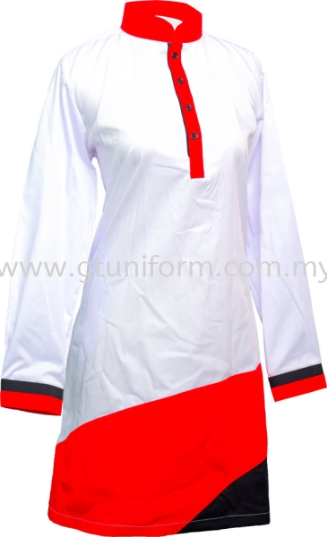 READY MADE UNIFORM MUSLIMAH H0712 (White & Red & Black) Series 7 Muslimah - Mini Drill Corporate Uniform Selangor, Kuala Lumpur (KL), Malaysia Supplier, Suppliers, Supply, Supplies | GT Uniform Sdn Bhd