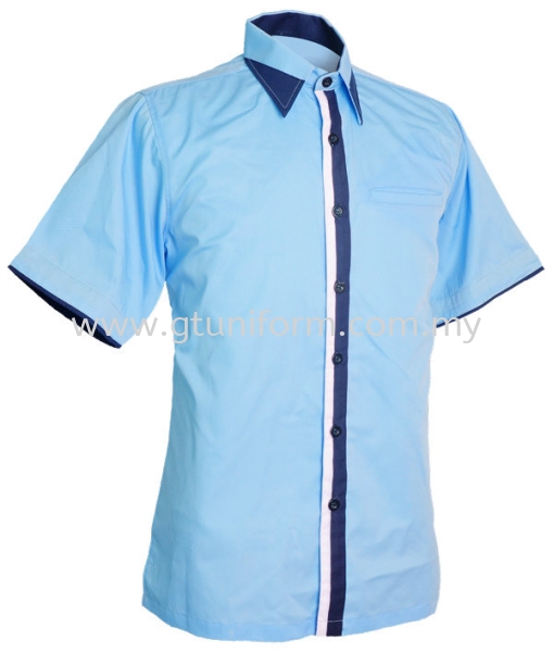 READY MADE UNIFORM M0717 (L.Blue & Navy & White) Series 7 - Mini Drill Corporate Uniform Selangor, Kuala Lumpur (KL), Malaysia Supplier, Suppliers, Supply, Supplies | GT Uniform Sdn Bhd