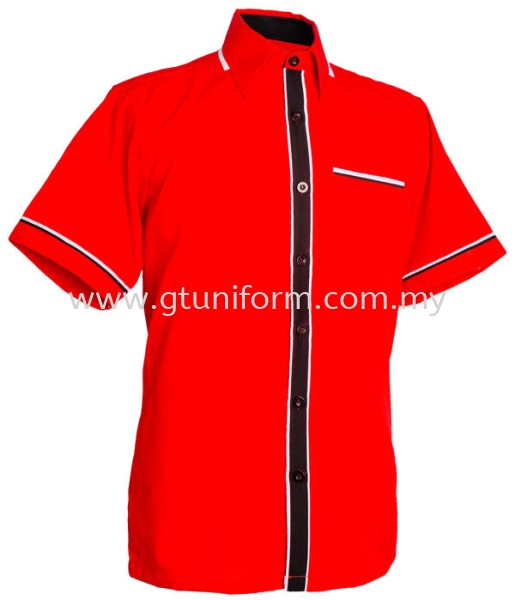 READY MADE UNIFORM M0801 (Red & Black & White) Series 8 - Mini Drill Corporate Uniform Selangor, Kuala Lumpur (KL), Malaysia Supplier, Suppliers, Supply, Supplies | GT Uniform Sdn Bhd