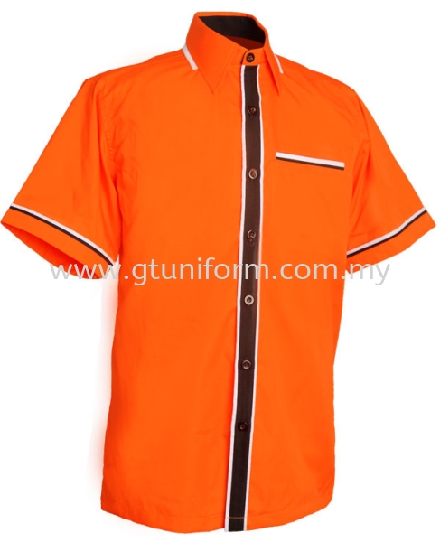 READY MADE UNIFORM M0802 (Orange Black & white) Series 8 - Mini Drill Corporate Uniform Selangor, Kuala Lumpur (KL), Malaysia Supplier, Suppliers, Supply, Supplies | GT Uniform Sdn Bhd