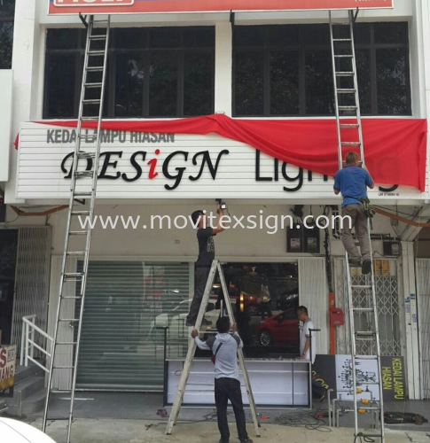 Signboard with aluminum panel strip base with 3D solid lettering suitable for beauty salon and corporate office (click for more detail)