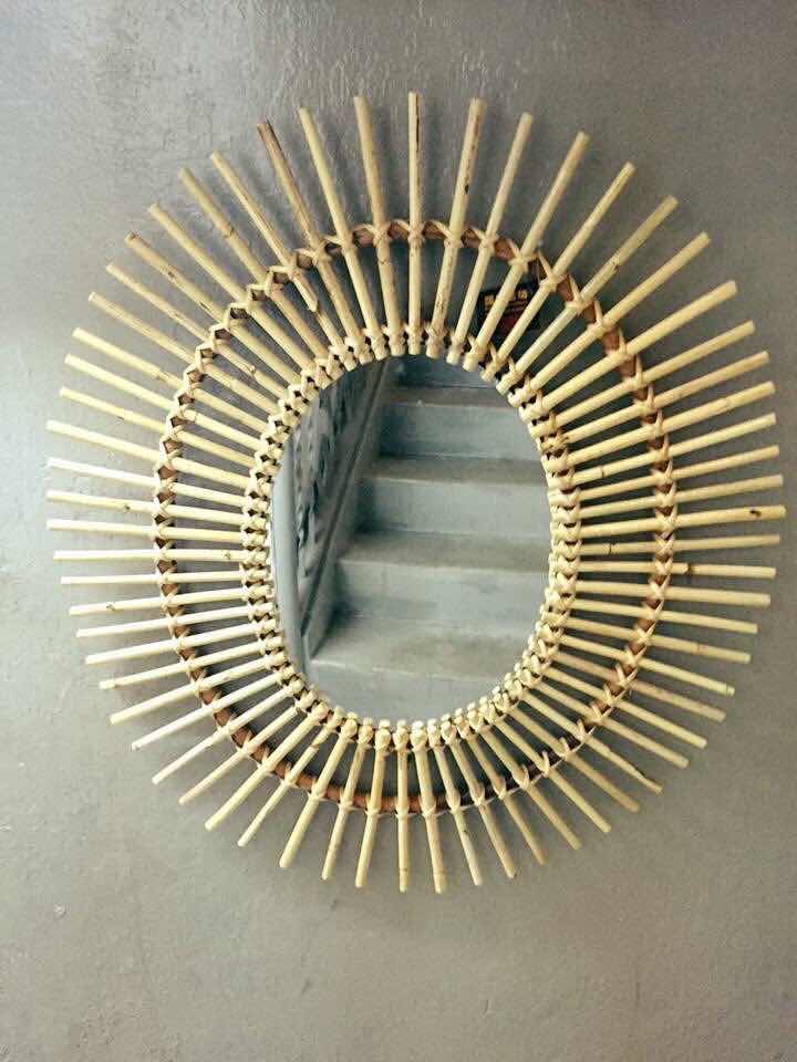 MIR 014 - RATTAN STICK OVAL MIRROR FRAME