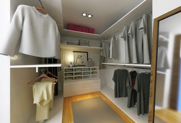 Perfect mini-Walk in wardrobe interior. Master Bedroom Modern Contemporary Interior Design for Chris's Condominium in SS2 Petaling Jaya Shah Alam, Selangor, Kuala Lumpur (KL), Malaysia Service, Interior Design, Construction, Renovation | Lazern Sdn Bhd