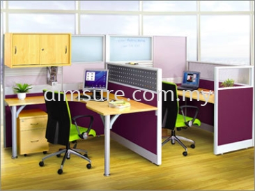 Small Office Workstation for 2 pax with hanging cabinet (AIM60-C2-1-L-CW-BS)