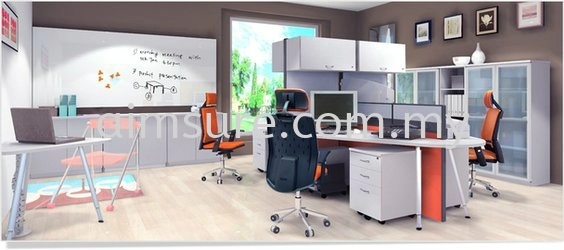 Small Space Office Workstation System (AIM60-C4-1-5-5HES-HT)