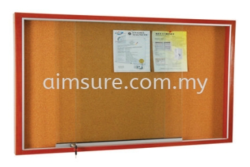 Wooden Frame Cabinet Notice Board With Cork Board