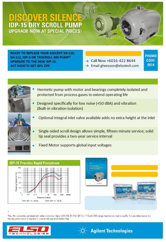 IDP-15 DRY SCROLL PUMP UPGRADE NOW AT SPECIAL PRICES!