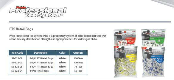 PTS RETAIL BAGS Pride Professional Tee System