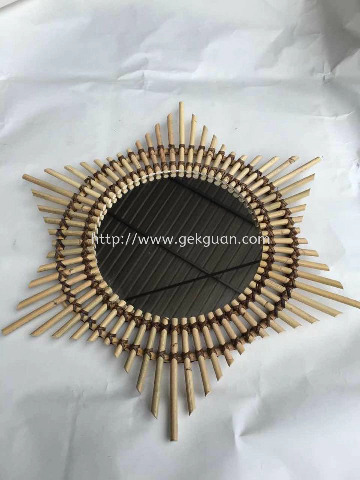 MIR 018 - RATTAN STICK HEXAGINAL SHAPE MIRROR FRAME