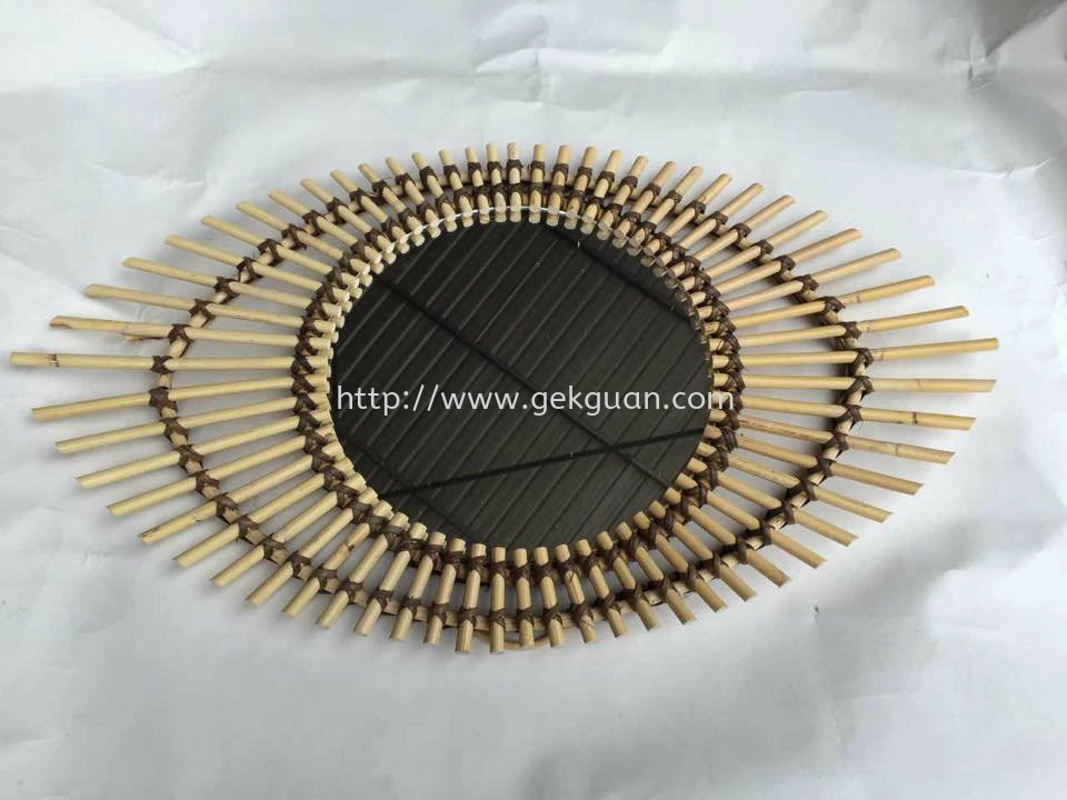 MIR 017 - RATTAN STICK CONE SHAPE MIRROR FRAME