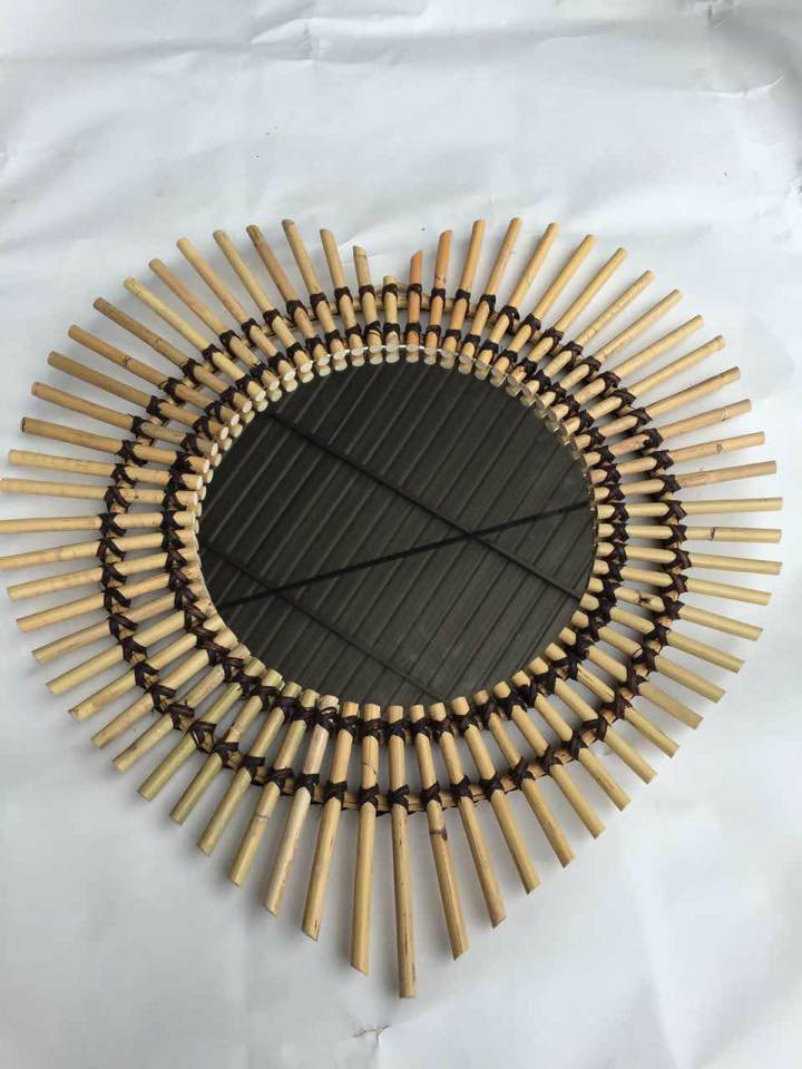 MIR 016 - RATTAN STICK HEART SHAPE MIRROR FRAME