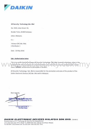 DAIKIN Authorization Letter