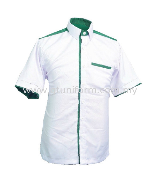 READY MADE UNIFORM M0512 (White & M. Green) Series 5 - Polysoft Corporate Uniform Selangor, Kuala Lumpur (KL), Malaysia Supplier, Suppliers, Supply, Supplies | GT Uniform Sdn Bhd