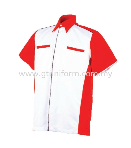 READY MADE UNIFORM M0601 (White & Red) Series 6 - Polysoft Corporate Uniform Selangor, Kuala Lumpur (KL), Malaysia Supplier, Suppliers, Supply, Supplies | GT Uniform Sdn Bhd