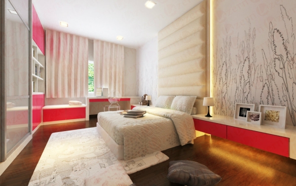 Beautiful colors of the contrast autumn palette Bedroom 2 Modern Contemporary Interior Design for Ms. May's Semi-D house in Kuala Lumpur Shah Alam, Selangor, Kuala Lumpur (KL), Malaysia Service, Interior Design, Construction, Renovation | Lazern Sdn Bhd