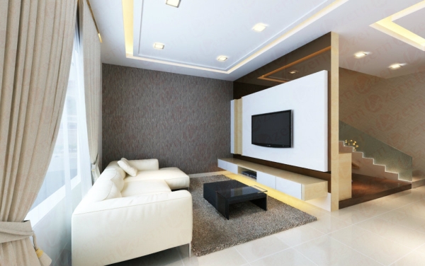 Modern living room decorating ideas  Living Area Modern Contemporary Interior Design for Ms. May's Semi-D house in Kuala Lumpur Shah Alam, Selangor, Kuala Lumpur (KL), Malaysia Service, Interior Design, Construction, Renovation | Lazern Sdn Bhd