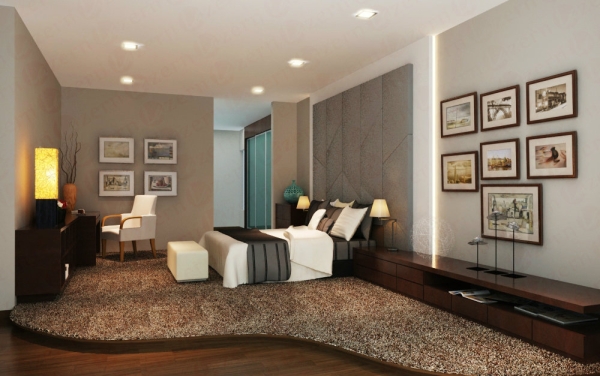 Carpet Platform to bring out soften enviroment & Romance Master Bedroom Modern Interior Design for Mr. Ang's Bungalow House in Kuala Lumpur  Shah Alam, Selangor, Kuala Lumpur (KL), Malaysia Service, Interior Design, Construction, Renovation | Lazern Sdn Bhd