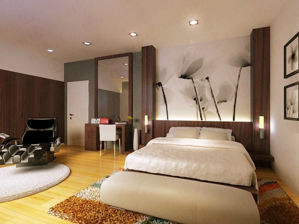 Dark Walnut color suitable for Mother room Mother Room Modern Interior Design for Mr. Ang's Bungalow House in Kuala Lumpur  Shah Alam, Selangor, Kuala Lumpur (KL), Malaysia Service, Interior Design, Construction, Renovation | Lazern Sdn Bhd