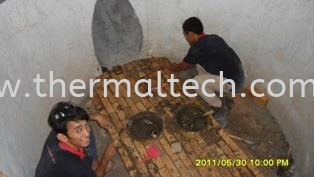 Installing the Base Bricks Primary Aluminium Industries Aluminium Industries Selangor, Malaysia, Kuala Lumpur (KL), Klang Service, Supplier, Supply, Installation | Thermaltech Solutions Sdn Bhd