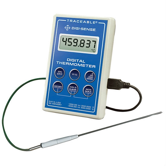 Digi-Sense Calibrated Scientific Single-Input RTD Thermometer, penetration probe