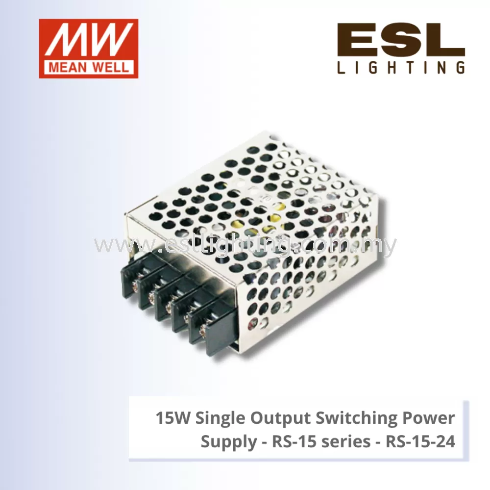MEANWELL 15W SINGLE OUTPUT SWITCHING POWER SUPPLY - RS-15 SERIES - RS-15-24