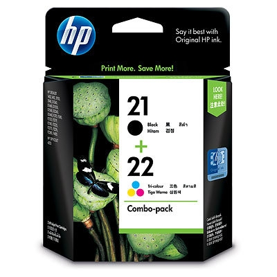 HP21+HP22 Combo Pack HP Ink Cartridge Ink, Ribbon and Toner 墨水，色带和