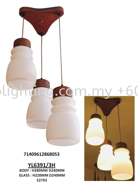 YL6391-3H Rattan & Wood Lights Indoor Lighting Johor Bahru JB Skudai Renovation | One Stop Lighting & Renovation