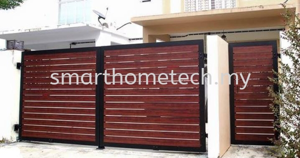  Wood Aluminium Aluminium Gate Melaka, Malaysia Supplier, Supply, Supplies, Installation | SmartHome Technology Solution