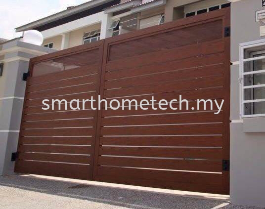  Wood Aluminium Aluminium Gate Melaka, Malaysia Supplier, Supply, Supplies, Installation | SmartHome Technology Solution