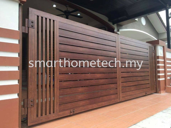  Wood Aluminium Aluminium Gate Melaka, Malaysia Supplier, Supply, Supplies, Installation | SmartHome Technology Solution