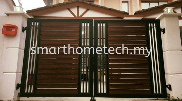  Wood Aluminium Aluminium Gate Melaka, Malaysia Supplier, Supply, Supplies, Installation | SmartHome Technology Solution