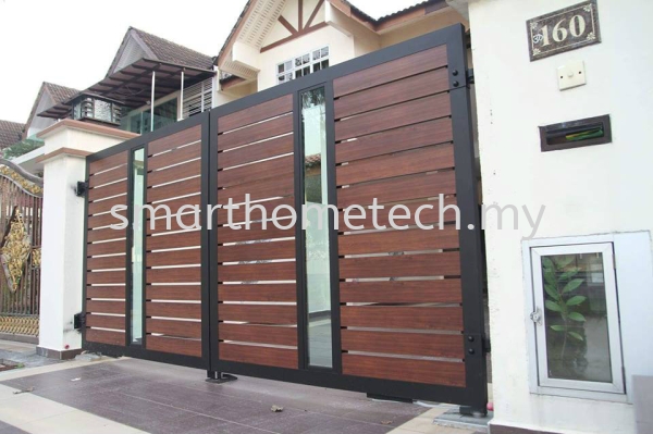  Wood Aluminium Aluminium Gate Melaka, Malaysia Supplier, Supply, Supplies, Installation | SmartHome Technology Solution