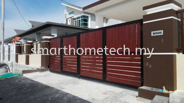 Wood Aluminium Aluminium Gate Melaka, Malaysia Supplier, Supply, Supplies, Installation | SmartHome Technology Solution
