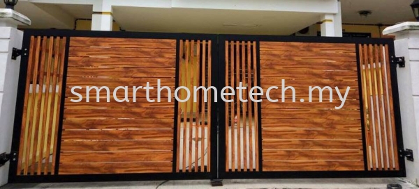  Wood Aluminium Aluminium Gate Melaka, Malaysia Supplier, Supply, Supplies, Installation | SmartHome Technology Solution